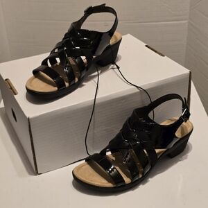 East 5th Black Strappy Block Heel Sandal Womens Size 9